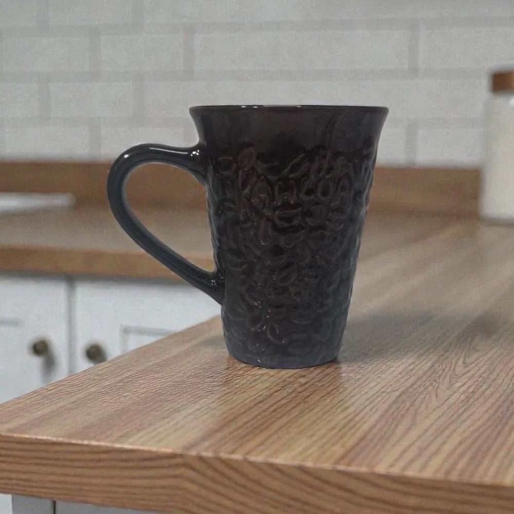 Kahlúa Dark Brown Ceramic Mug, Embossed Coffee Beans‎ Cup, Vintage Drinkware